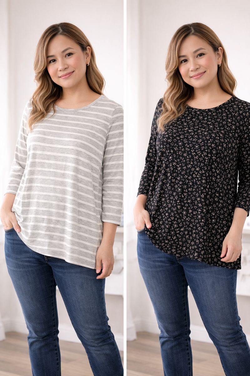 Womens Long Sleeve Tops Casual Flower Printed