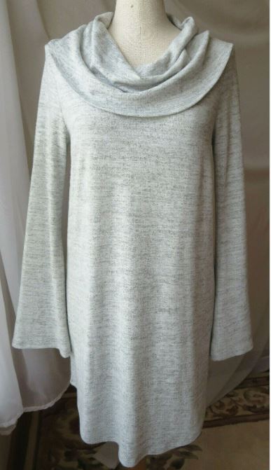 LONG BELL SLV JUMPER COWL NECK SWEATER DRESS